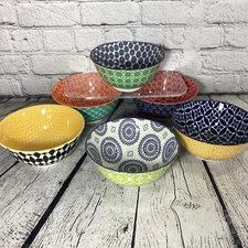 Chelsea 6 Certified International Porcelain 6.25 Bowls Set Multicolor geometric