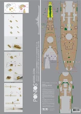 Pontos Model 1/200 USS BB-61 Iowa 1944 Wooden Deck Teak Tone for Trumpeter 03706