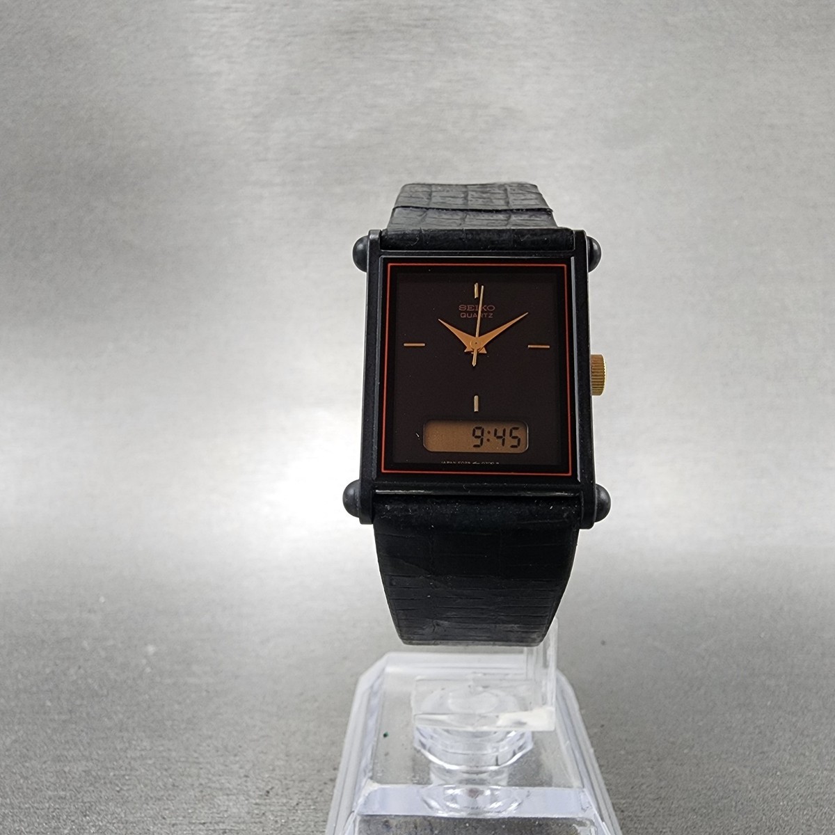 Seiko Watch Women 22mm Analog Digital Black Tone Rectangle  display picture 2