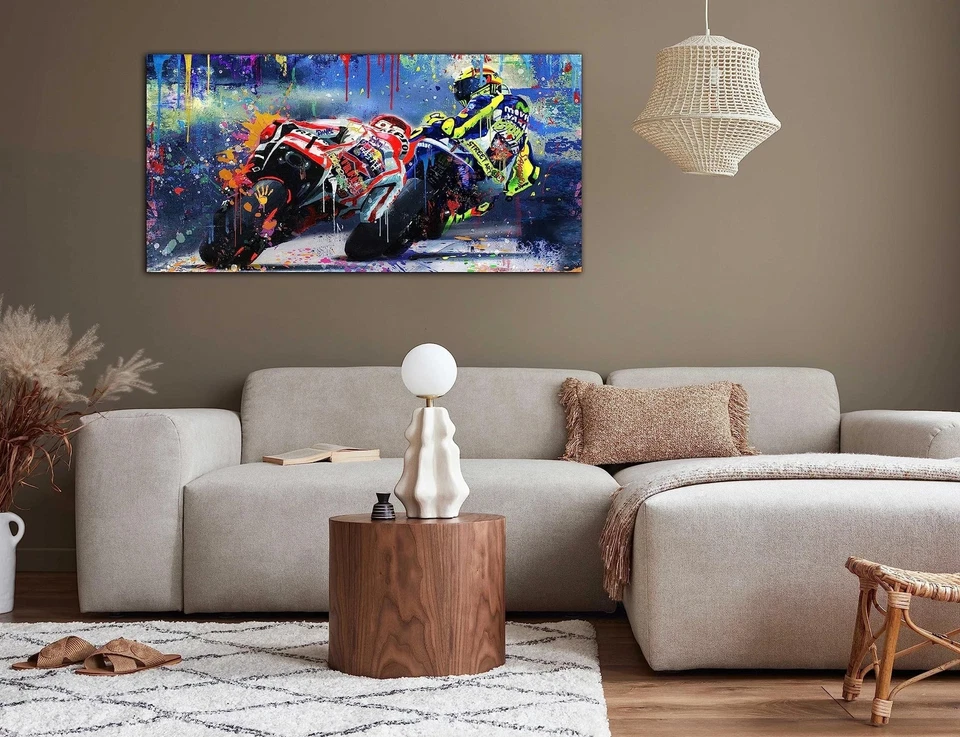 CANEITO Decoración de Pared de Motocicleta para Dormitorio de Niños, Graffiti Deportes Póster Lienzo... Foto 4 de 4