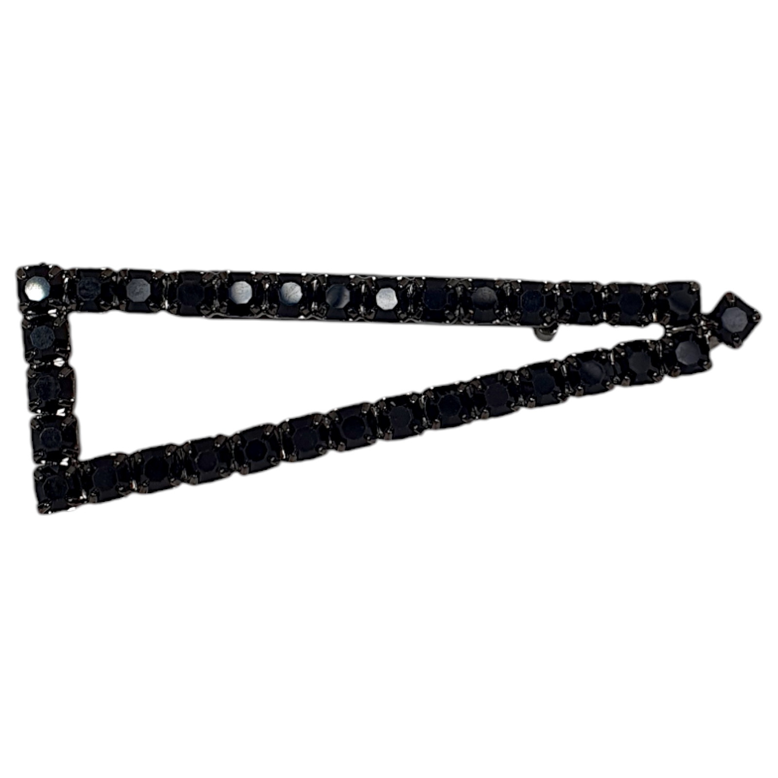 Black Rhinestone Triangle Brooch Pin Womens Costume Jewelry 1980s 2 1/2'