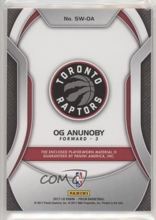 2017-18 Panini Prizm Sensational Swatches OG Anunoby #SW-OA Rookie RC - Image 2 of 2
