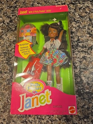 1994 Barbie W/ 3 Polly Pocket Dolls Janet African Amerivan doll  New 