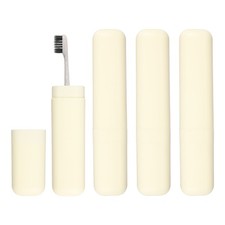 4 Pcs Travel Toothbrush Case, 1.57 x 1.14 x 7.87" Toothbrush Holder, Cream White