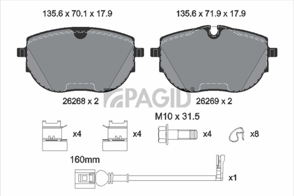 Bremsbelagsatz Scheibenbremse Pagid T2893N FüR VW Transporter T6 SGA SGH SHA SHH-image