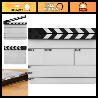 Medium Film Slate Board - UV-Printed Acrylic with Clapper Sticks, Wipe-Clean for