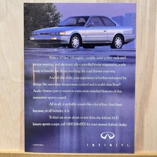 1990 Infiniti M30 Silver Coupe Vintage Print Ad Auto Advert Art