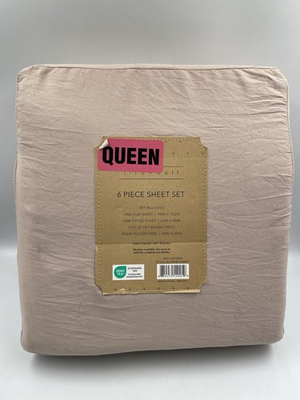 #ad Live Well 6 Piece Beige Queen Sheet Set New with Tags Fast Shipping $67.49