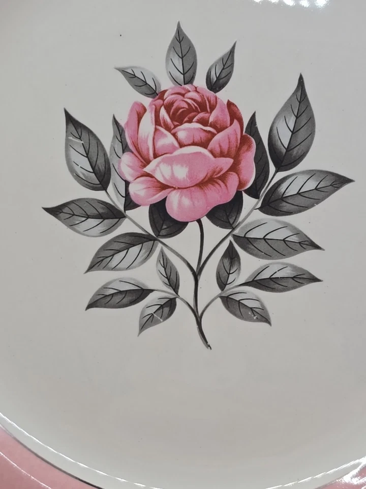 Vintage Cunningham & Pickett Norway Rose Dinner Plates 9.75 In Set Of 8 USA - Image 2 of 4