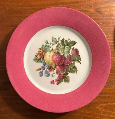 Laure Japy Paris, Limoges 4 Dinner Plates 10 1/8  Berries & Raspberry Border B