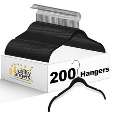 Quality Hangers Clothes Hangers 200 Pack - Non-Velvet Plastic Hangers for Clo...