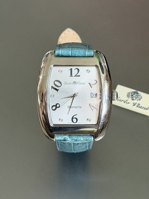 Carlo Viani by LeVian Diamanté Women s Swiss Quartz Watch Blue Leather Diamond