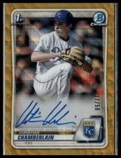 2020 Bowman Draft #CDA-CC Christian Chamberlain Chrome Auto Gold Wave #/50