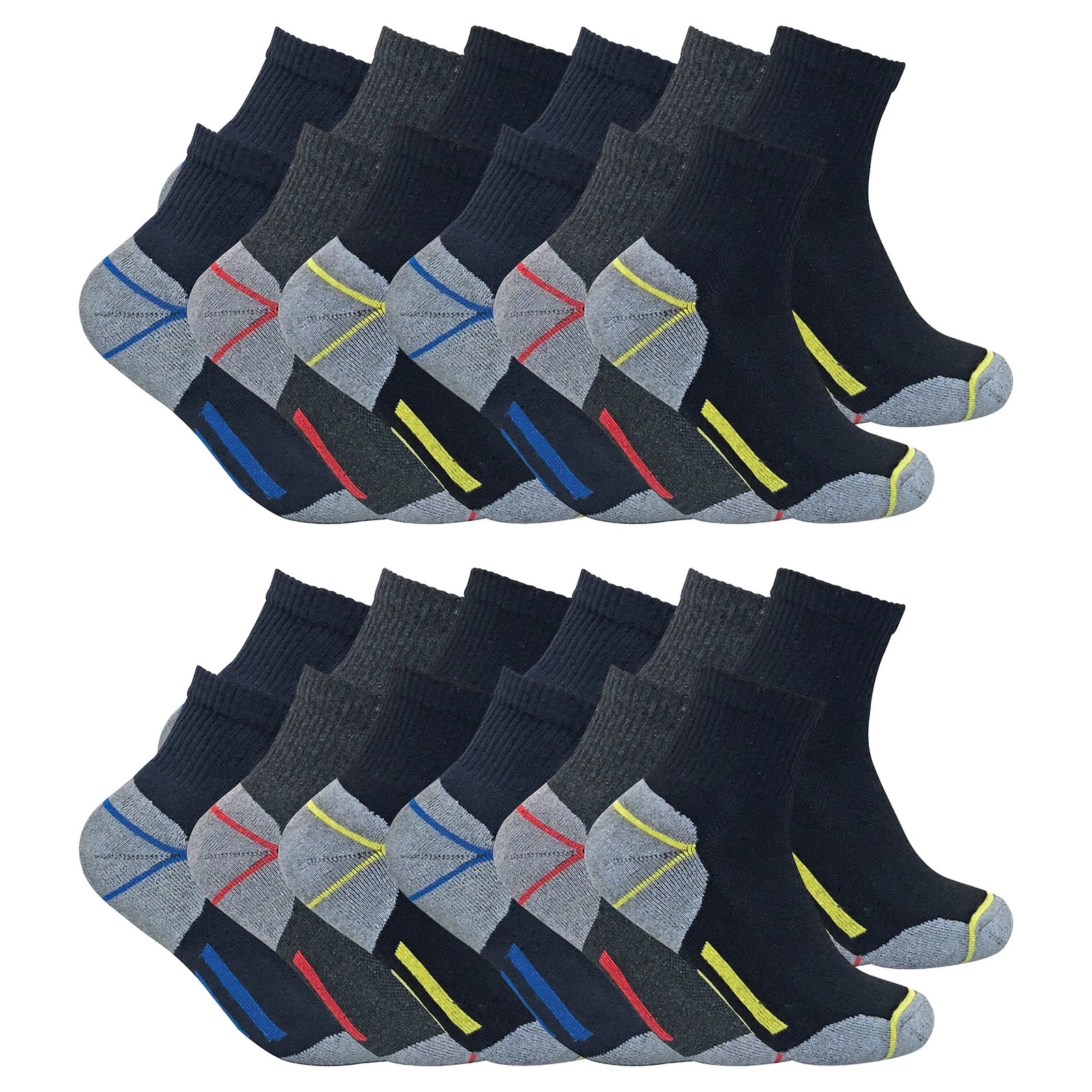 Mens Reinforced Ankle Work Socks by Sock Snob , 24 Pairs Cotton Boot Socks