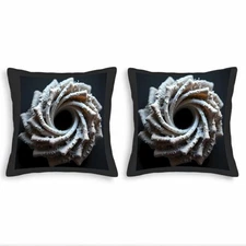 Set of 2 Decorative Throw Pillow Covers 18x18in - Elegant White Coral Spiral 