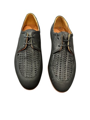 ARMANDO CABRAL  Lisboa woven-vamp leather lace up shoes Navy suede 41.5  $458
