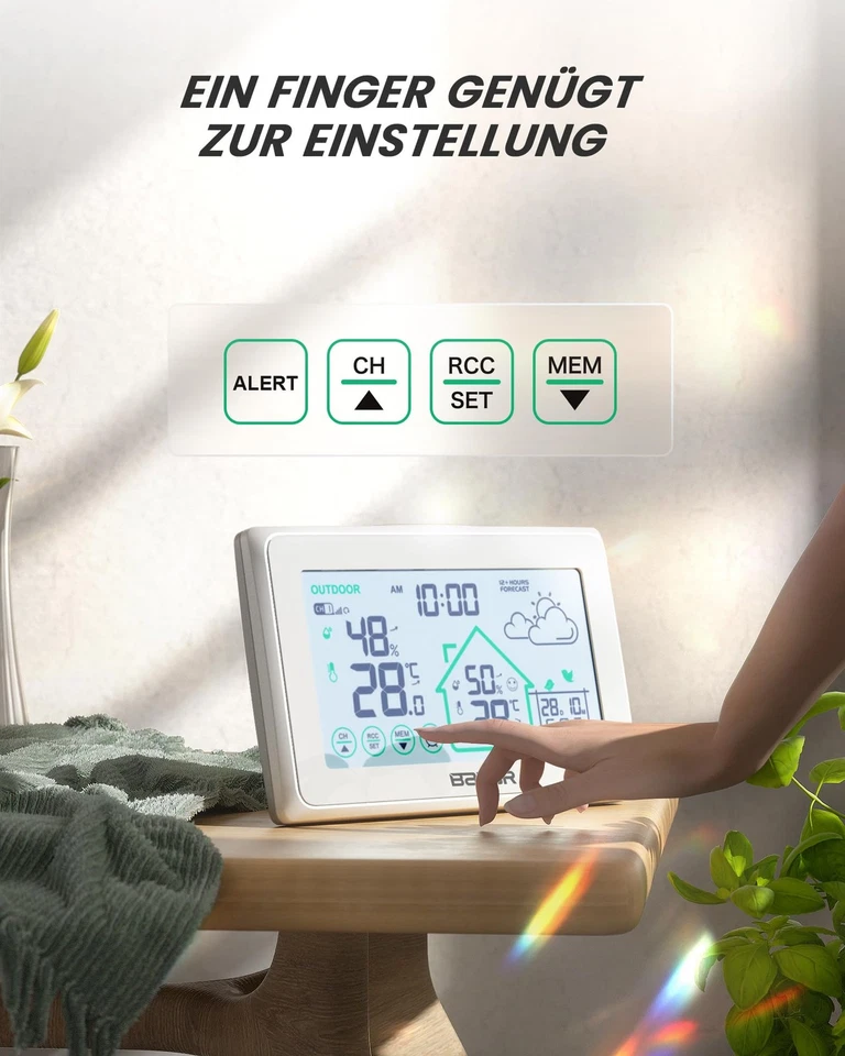 BALDR Wetterstation Funk mit Außensensor Digital DCF Funkuhr Innen und Außen - Bild 2 von 4