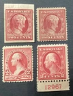US Stamp ~ Scott # 220/367-368/499 ~ 2c ~ Unused / OG/H ~ Lot Of 4