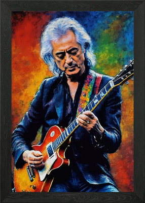 James Patrick Page Gitarrist Portra gerahmtes Wandbild Poster Leinwanddruck Bild