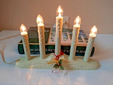 Vtg 5 Light Christmas Candolier Window Mantle Plastic Drip Candle Box/Bulbs/Bell