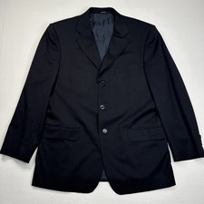 Z Zegna Men's 40R Solid Navy 3 Button Blazer 100 Wool Made in Italy 50IT