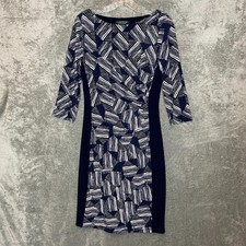 Lauren Ralph Lauren Women Geometric 3/4 Sleeve Ruched Boat Neck Sheath Dress 6