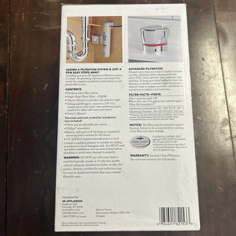 GE Single Stage Drinking Water Filtration System Model GXK185KBL GE Appliances - Image 2 of 3