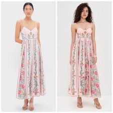 FARM Rio Pink Delicate Forest Maxi Dress Floral Tropical XL
