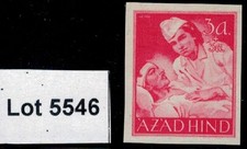 Lot 5546 - Azad Hind - 1943 - 3a + 3a red Nurse Comforting A Wounded Soldier