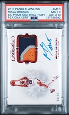 2018 PANINI FLAWLESS SIG PRIME MATERIALS RUBY MIKAL BRIDGES 10/15 PSA 9 AUTO 10