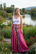 Handmade Dark Pink Boho Floral Palazzo Pants  Lightweight, Flowy  Effortless SM