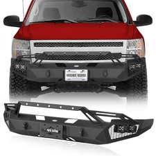 Bull Bar Front Bumper W Winch Plate Light Fit 2007-2013 Chevy Silverado 1500