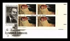 Dr Jim Stamps Lyndon B Johnson 1973 Plate Block First Day Cover ArtCraft