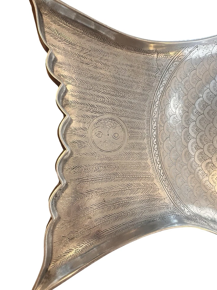 Arthur Court 1975 Fish Serving Platter 25” Cast Aluminum Green Agate Eye VTG - Image 2 of 4