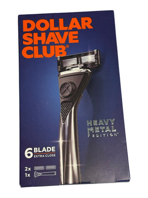 Dollar Shave Club 6 Blade Extra Close Razor (Heavy Metal) Handle & 2 Cartridges
