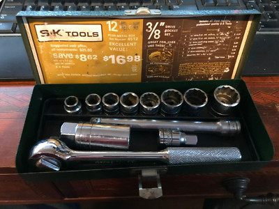 Vintage S-K SK Tools- 3/8” Drive Socket Set #4512 w/ 12 Pieces