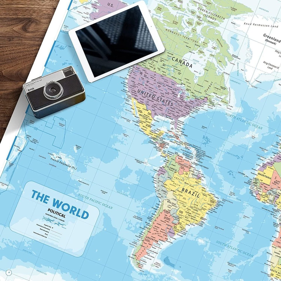 Large Wall Map of the World Poster Political Map Wall Art showing