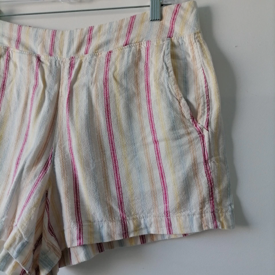 Gap Womens Ivory & Blue Flat Front Multi Striped Pull On Shorts Size L Lot Of 2 - Image 4 of 4