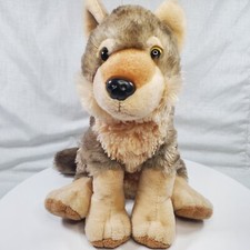 Wild Republic Realistic Young Wolf Plush Stuffed Animal Sitting 8  