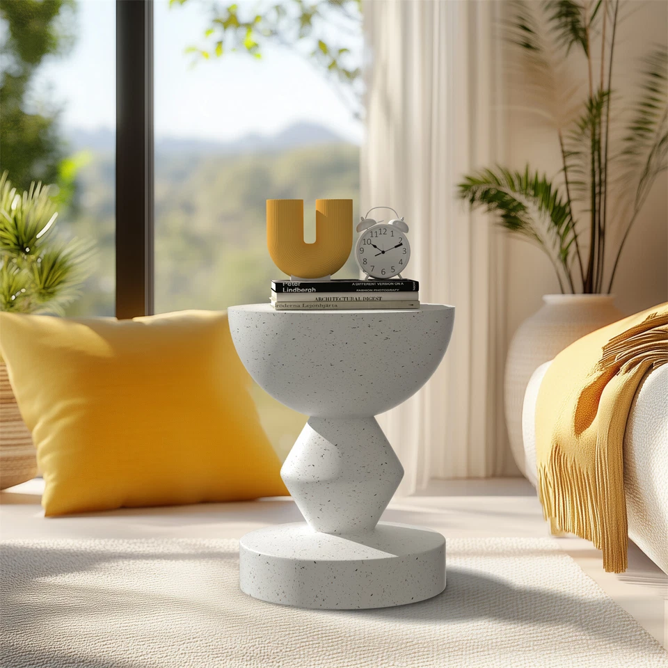 Decorative Garden Stool Concrete Side End Table for Patio Small 18'' Plant Stand - Image 3 of 4