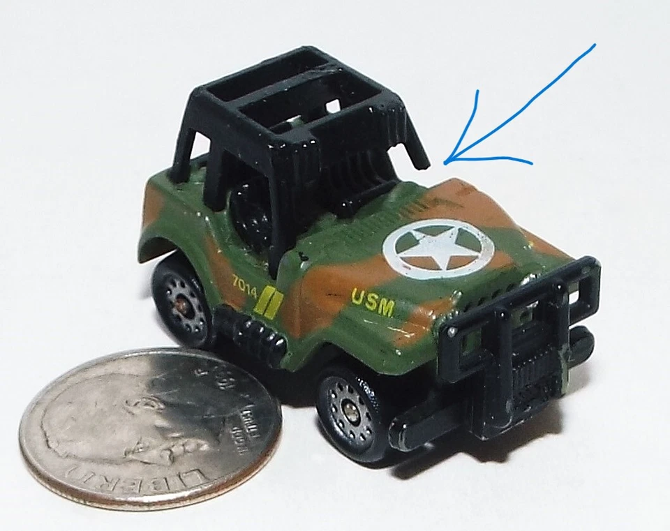 Small Micro Machine US Army Jeep with Roll Bars in Green/Brown Camo w/Roll Bars - Image 4 of 4
