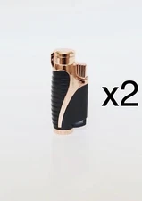 2 PCS Larchmont Whistler Triple Torch butane Windproof Cigar Lighter Rose Gold