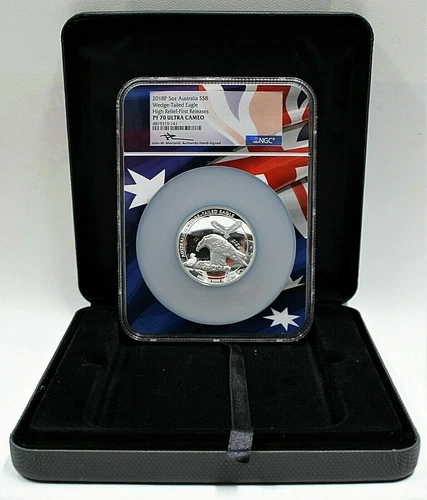 2018 P $8 Australia 5 oz Silver Wedge Tailed Eagle High Relief NGC PF70 Mercanti