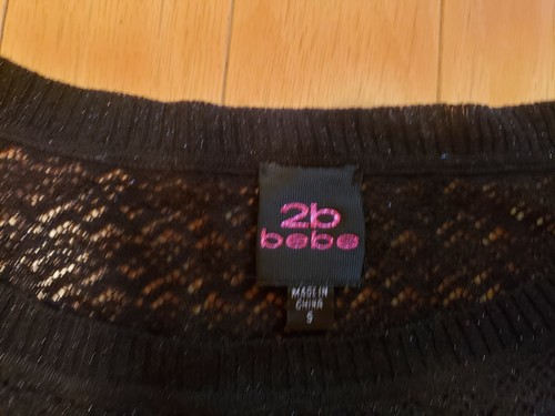 EUC 2B BEBE black crochet sweater size S - Picture 3 of 4