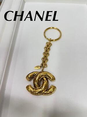 CHANEL Key Ring Chain Holder Bag Charm Coco Gold CC Vintage Authentic RARE  
