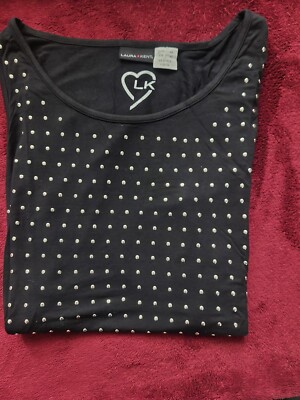 Damen /Shirt  -Gr. 44, von Laura Kent  Schwarz /Silberplättchen vorn 