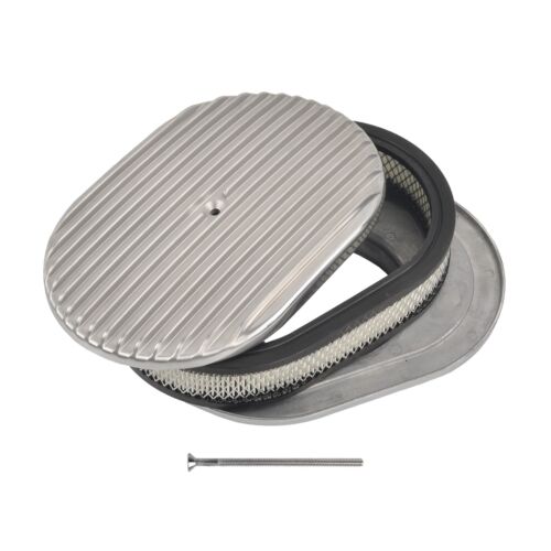 "Purificador de aire de aluminio pulido ovalado con aletas completas de 12" para Carb Holley de 5-1/8""" - Imagen 4 de 8
