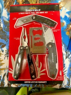4 PACK POCKET  SHEFFIELD MULTI TOOL & KNIVES  NEW IN PACK 