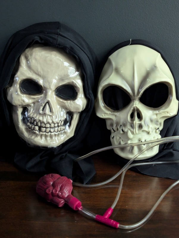 Sceam Face Skeleton Heart Pump Mask Blood Halloween Horror Reaper Vintage Lot