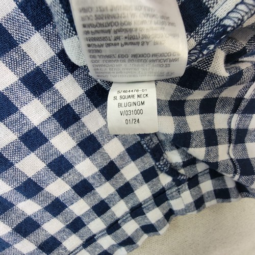 Old Navy Dress Womens XL Blue Gingham Linen NEW Smocked Coastal Preppy Milkmaid - Picture 7 of 9